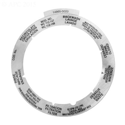 DECAL VALVE OPRTNG 14965-0020