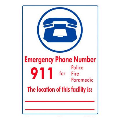 EMERGENCY 911 ALUMINUM SIGN (DC 6012WA1014E