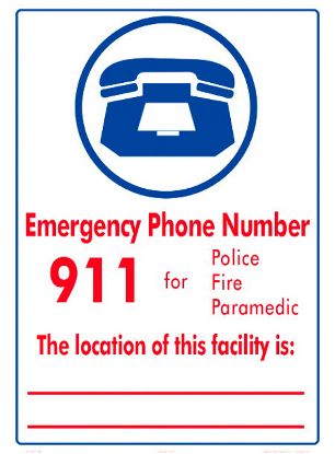 SIGN EMERGENCY IN911IN PLASTIC 10INX14IN 6012WS1014E