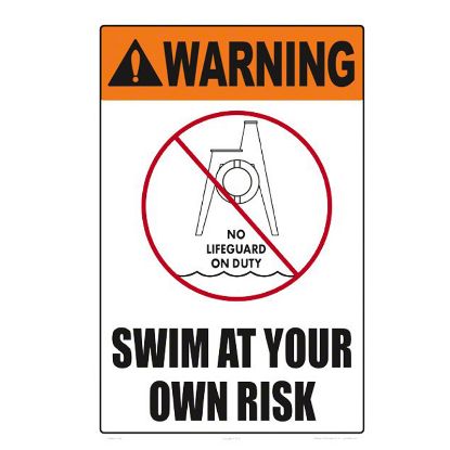 SWIM AT OWN RISK SIGN 7204WS1218E